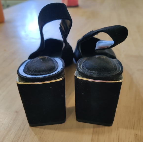 Zara Black Wide-Heeled Sling Back Women's Size 8.5 - Picture 3 of 6